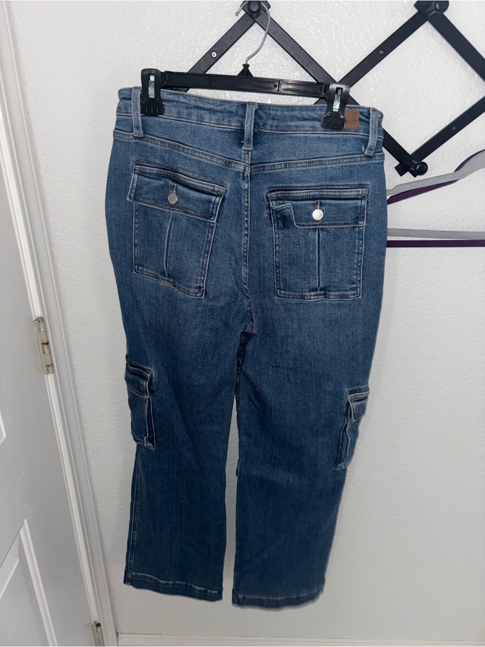 Judy Blue Womens Cargo Jeans Size 9/29 Wide Leg High Rise Y2K Denim - Picture 4 of 4